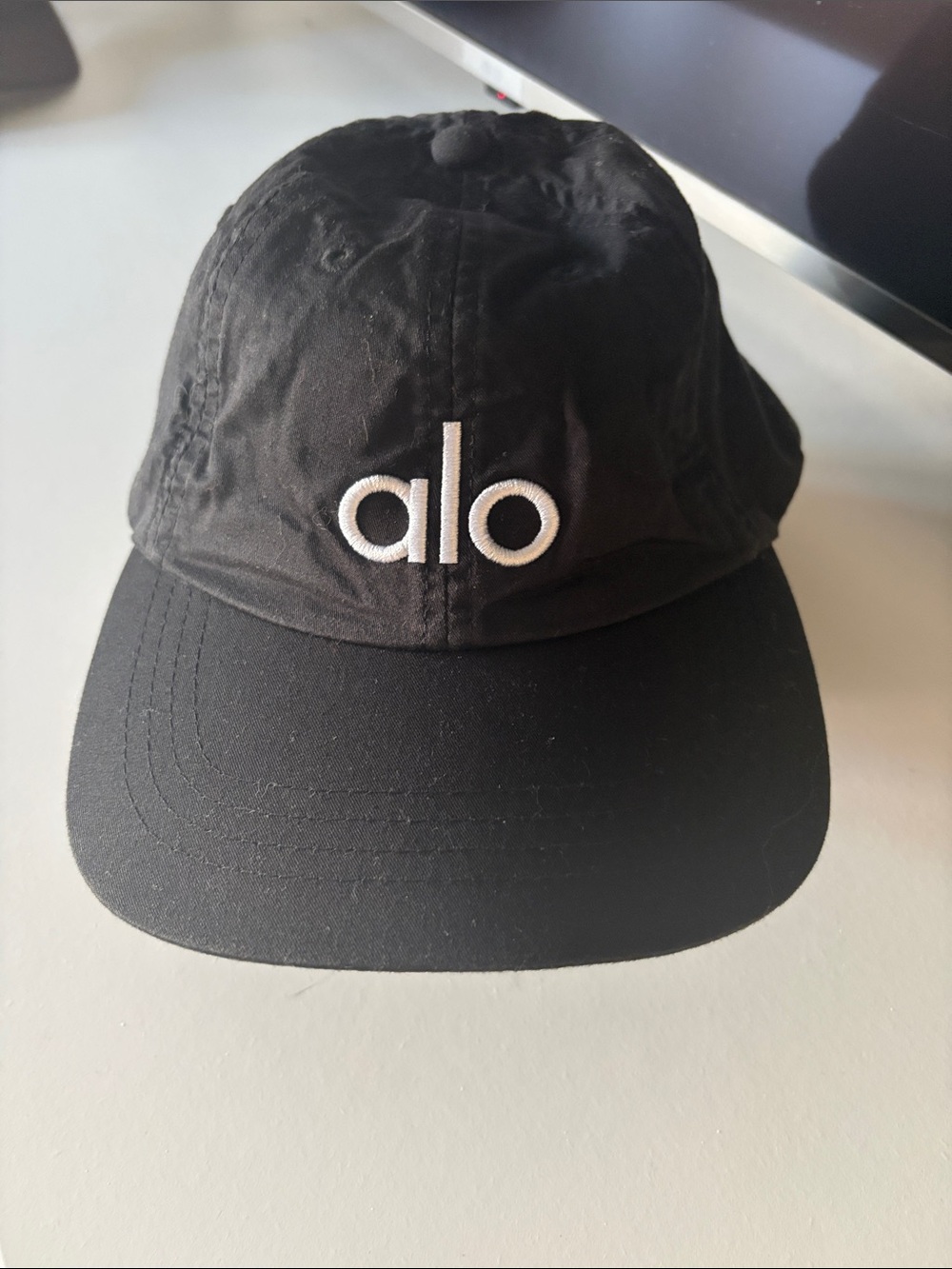 ALO Yoga Kids Black Cap with White Embroidered Logo